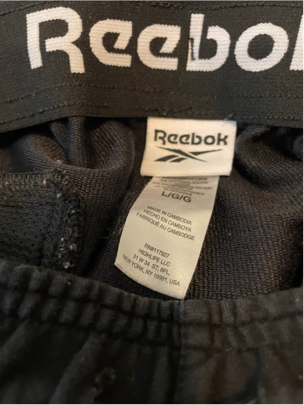 Women's Reebok Joggers Size L Black White Logo Sweatpants - Picture 3 of 4
